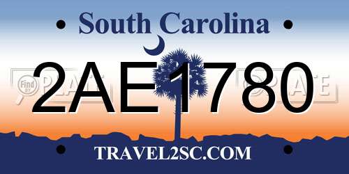 2AE1780 South Carolina License Plate