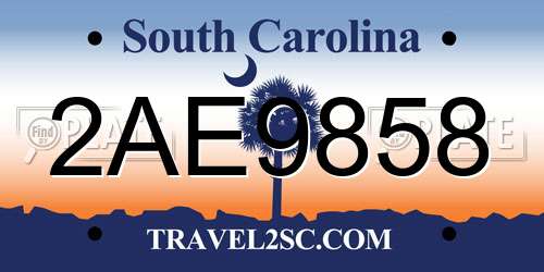 2AE9858 South Carolina License Plate