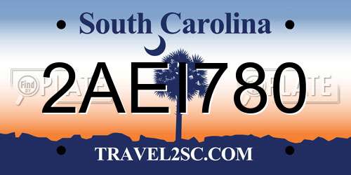 2AEI780 South Carolina License Plate