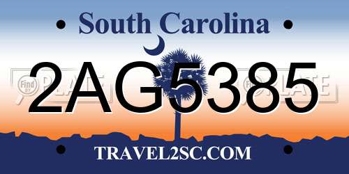 2AG5385 South Carolina License Plate