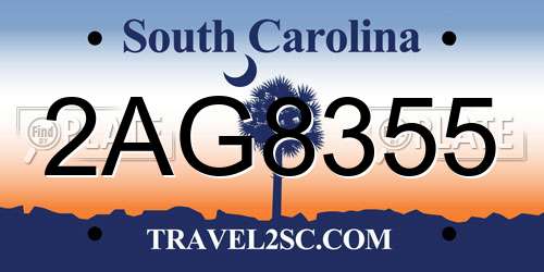2AG8355 South Carolina License Plate