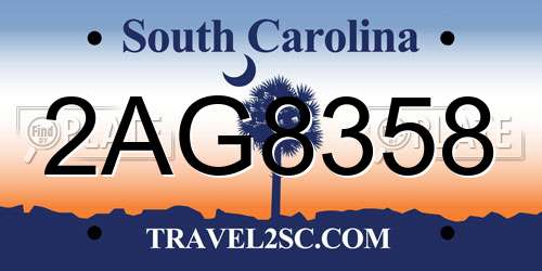 2AG8358 South Carolina License Plate