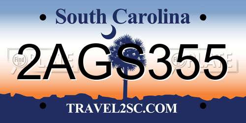2AGS355 South Carolina License Plate