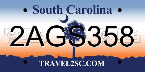 2AGS358 South Carolina License Plate