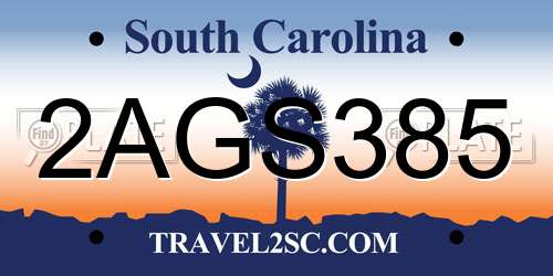 2AGS385 South Carolina License Plate
