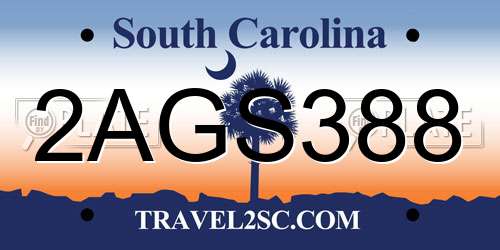 2AGS388 South Carolina License Plate