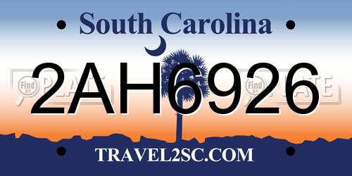 2AH6926 South Carolina License Plate