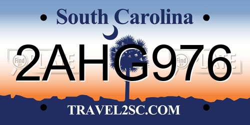 2AHG976 South Carolina License Plate