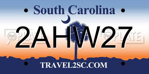 2AHW27 South Carolina License Plate