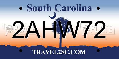 2AHW72 South Carolina License Plate