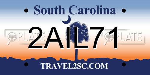 2AIL71 South Carolina License Plate