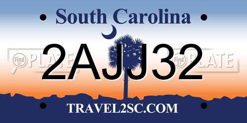 2AJJ32 South Carolina License Plate