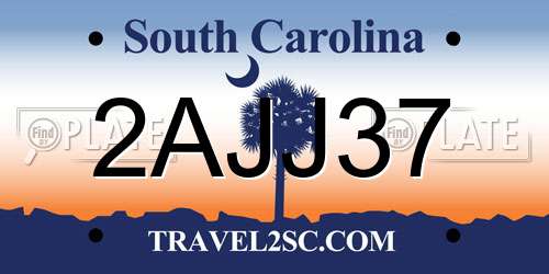 2AJJ37 South Carolina License Plate