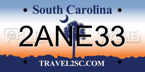 2ANE33 South Carolina License Plate
