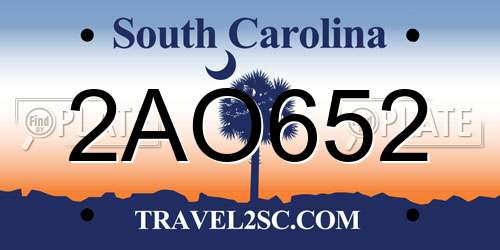 2AO652 South Carolina License Plate