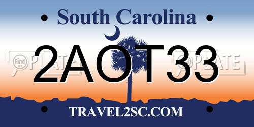 2AOT33 South Carolina License Plate