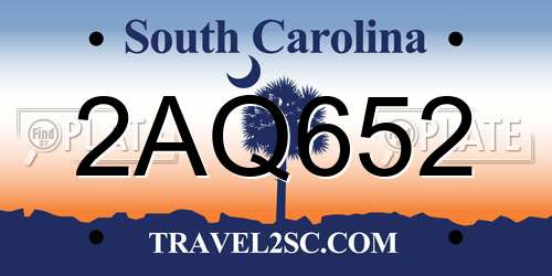 2AQ652 South Carolina License Plate