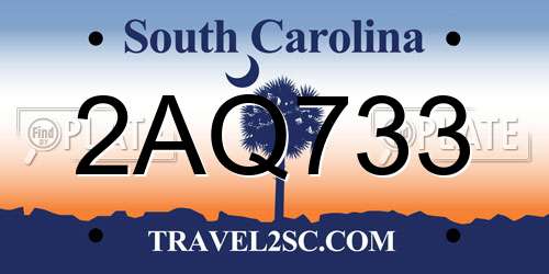 2AQ733 South Carolina License Plate