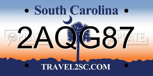 2AQG87 South Carolina License Plate