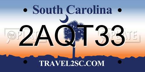 2AQT33 South Carolina License Plate