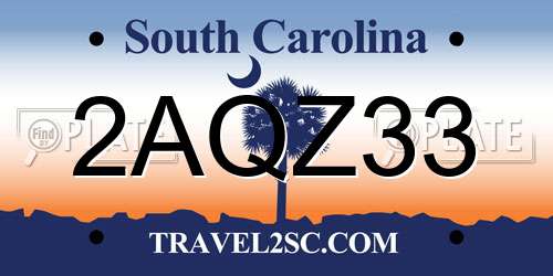2AQZ33 South Carolina License Plate