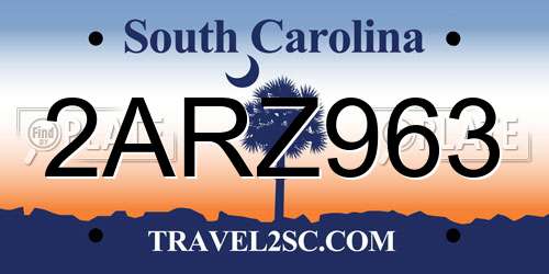 2ARZ963 South Carolina License Plate