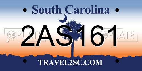 2AS161 South Carolina License Plate