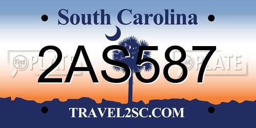 2AS587 South Carolina License Plate