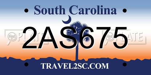 2AS675 South Carolina License Plate