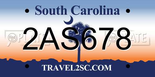 2AS678 South Carolina License Plate