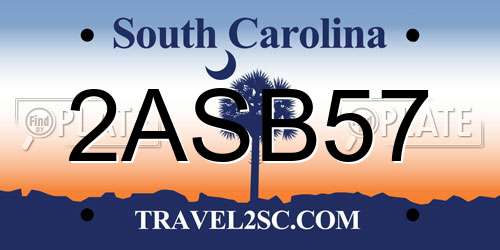 2ASB57 South Carolina License Plate
