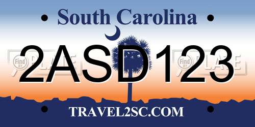 2ASD123 South Carolina License Plate