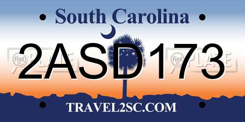 2ASD173 South Carolina License Plate