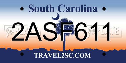 2ASF611 South Carolina License Plate