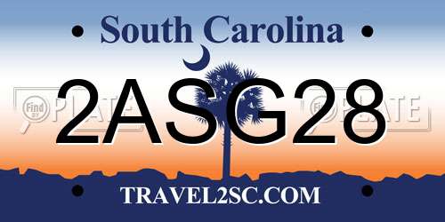 2ASG28 South Carolina License Plate