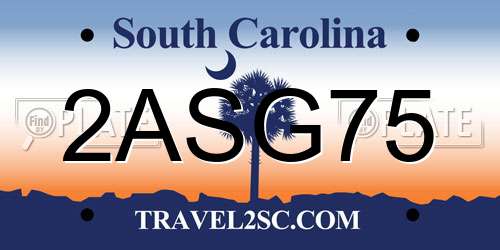 2ASG75 South Carolina License Plate
