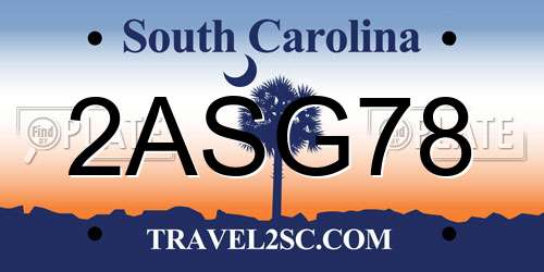 2ASG78 South Carolina License Plate