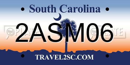 2ASM06 South Carolina License Plate