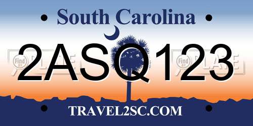 2ASQ123 South Carolina License Plate