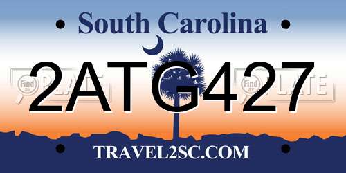 2ATG427 South Carolina License Plate