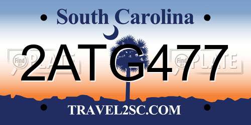 2ATG477 South Carolina License Plate
