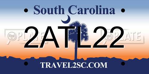 2ATL22 South Carolina License Plate