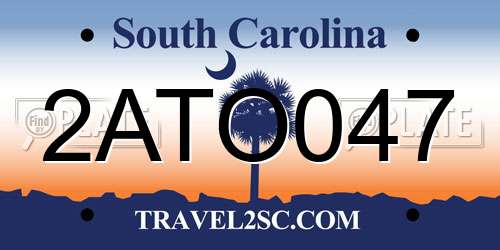 2ATO047 South Carolina License Plate