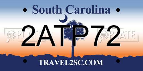 2ATP72 South Carolina License Plate