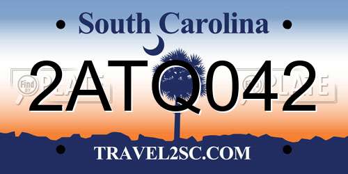 2ATQ042 South Carolina License Plate