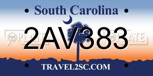 2AV383 South Carolina License Plate
