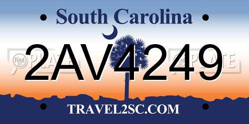 2AV4249 South Carolina License Plate