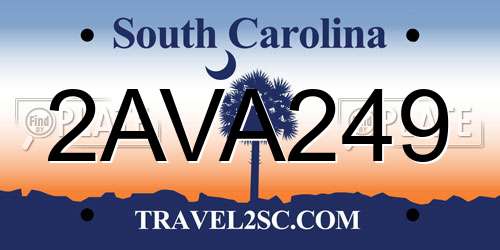 2AVA249 South Carolina License Plate