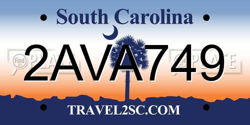 2AVA749 South Carolina License Plate
