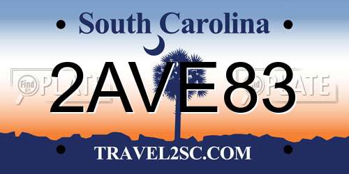 2AVE83 South Carolina License Plate